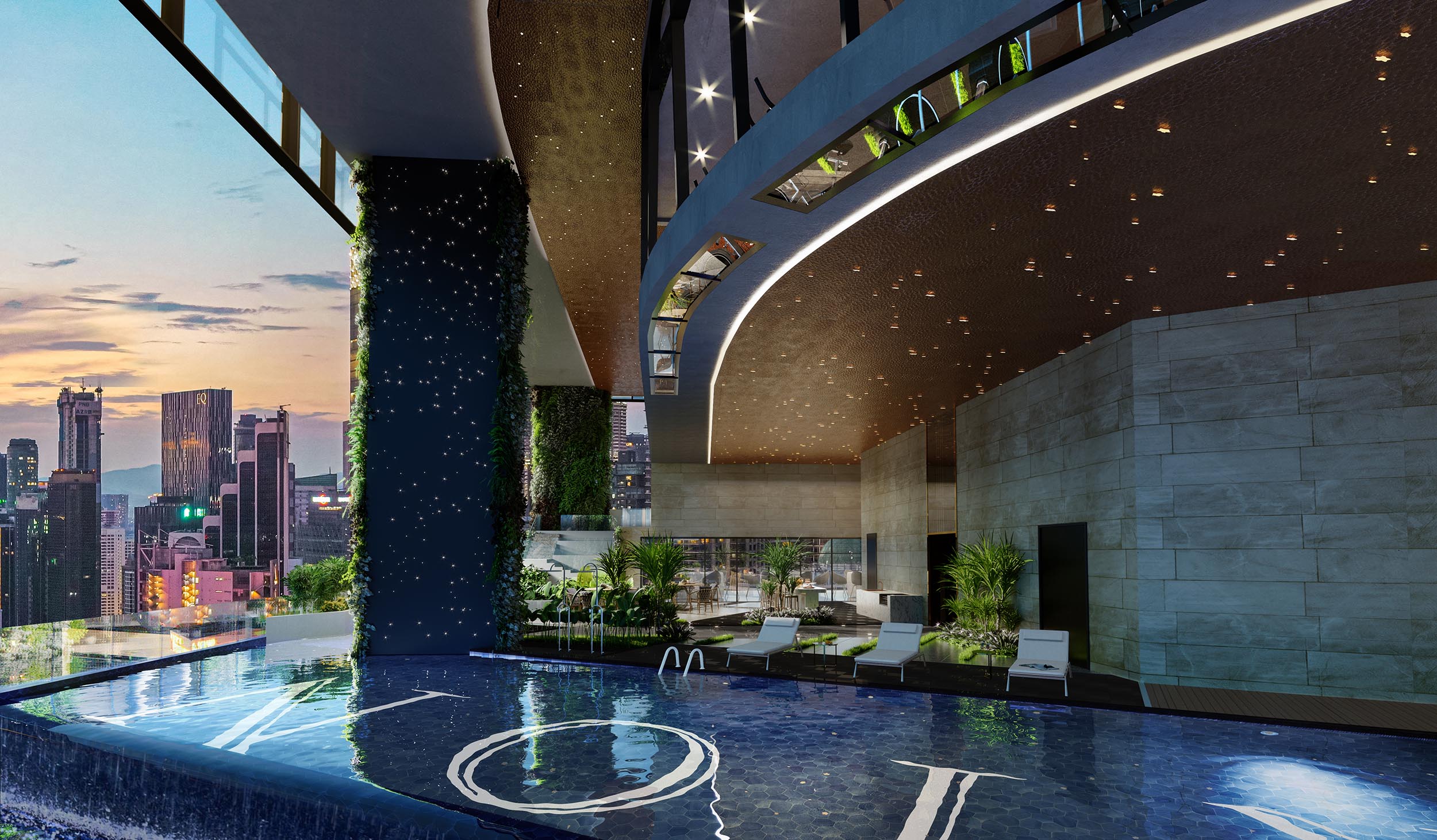 Orion Residence infinity lap pool overlooking Kuala Lumpur