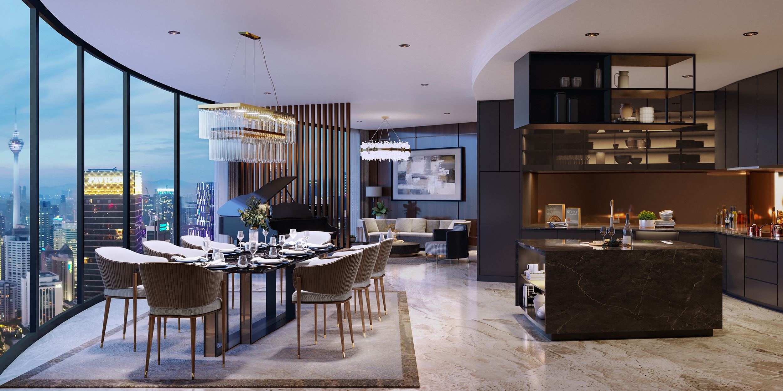 Orion Residence Type D living room and city view