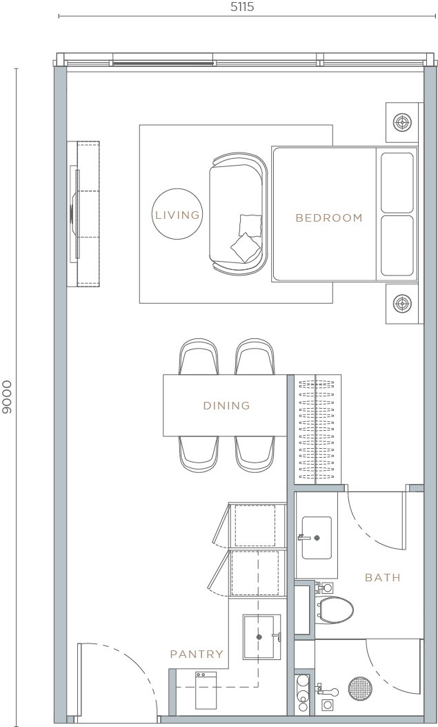 Orion Residence Type A1 studio floor plan 495 square feet