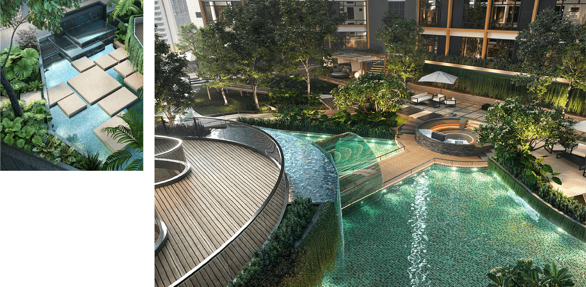Armani Hallson KLCC landscaped pool and water features
