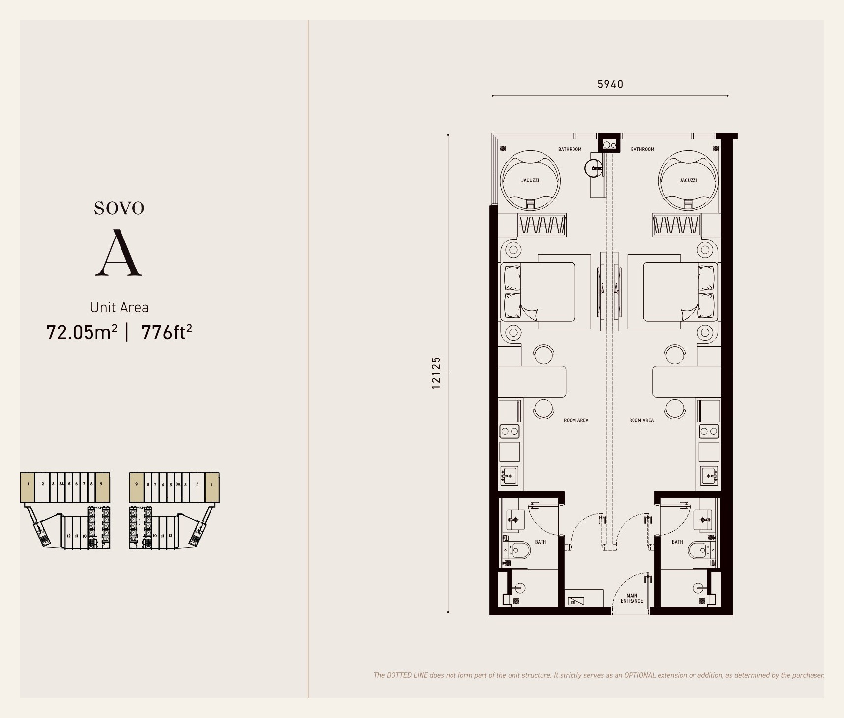 Armani Hallson KLCC SOVO Type A floor plan 776 square feet