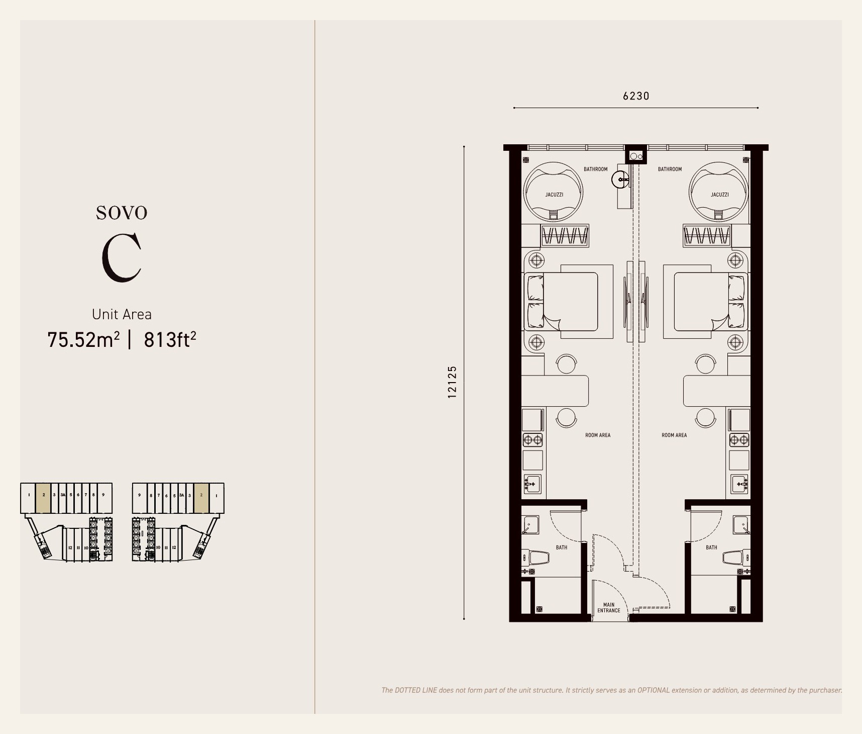 Armani Hallson KLCC SOVO Type C floor plan 813 square feet
