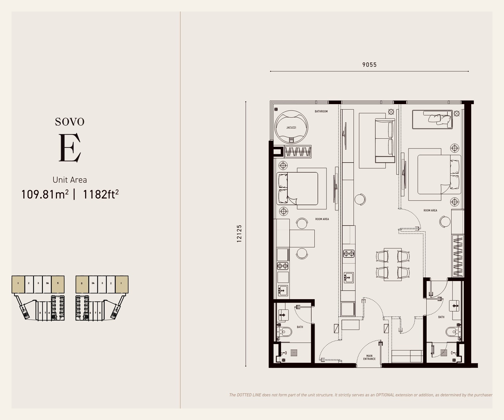 Armani Hallson KLCC SOVO Type E floor plan 1182 square feet