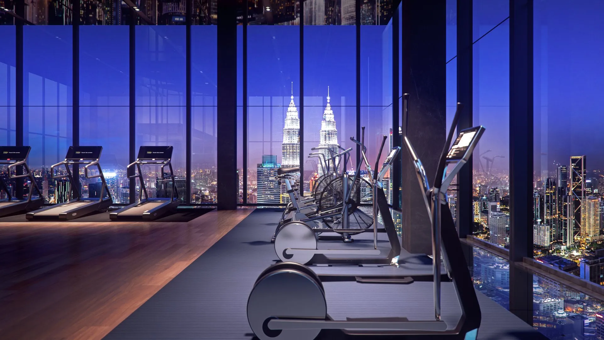 Core Residence TRX sky gym overlooking Kuala Lumpur