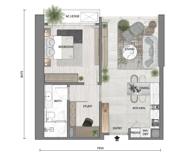 Core Residence TRX Type A2 688 sq ft floor plan