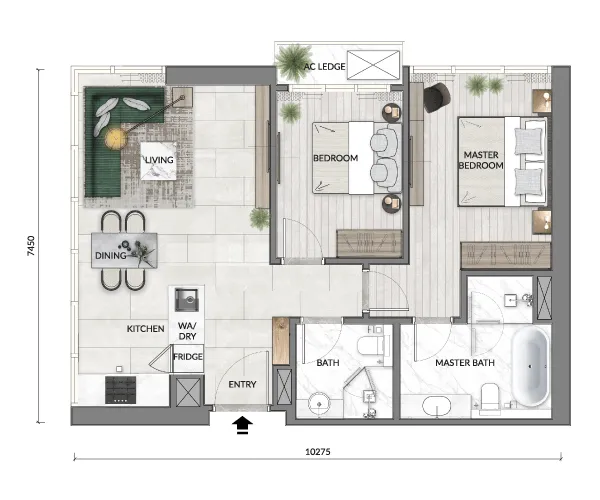 Core Residence TRX Type B2 839 sq ft floor plan