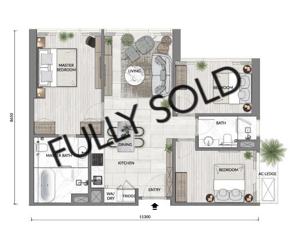 Core Residence TRX Type C1 1022 sq ft floor plan