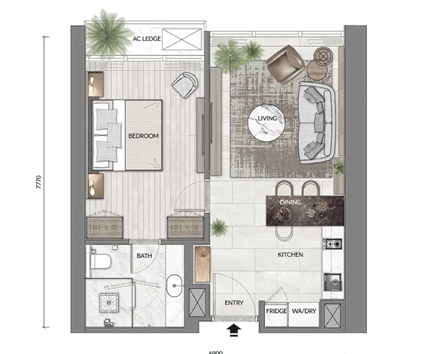 Core Residence TRX Type A1 624 sq ft floor plan