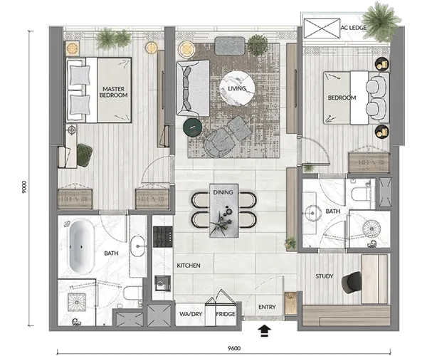 Core Residence TRX Type B3 925 sq ft floor plan