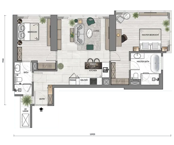 Core Residence TRX Type B4 1011 sq ft floor plan