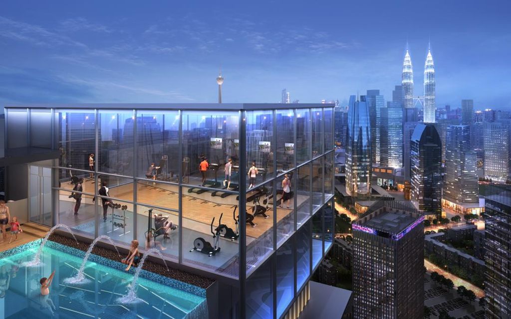 Core Residence TRX pool and skyline view
