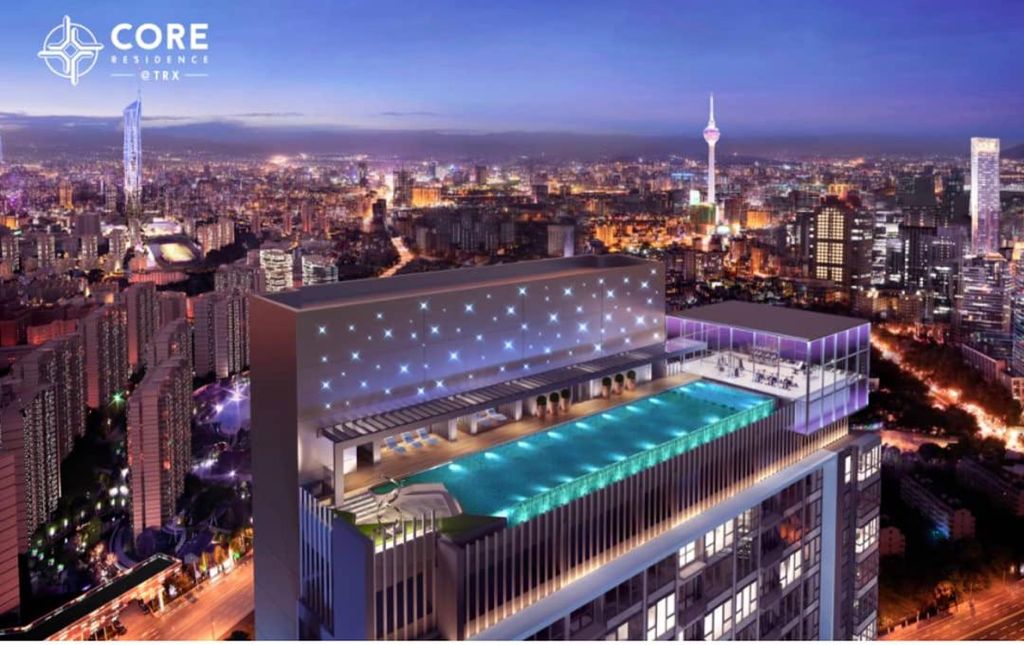 Core Residence TRX rooftop pool at night