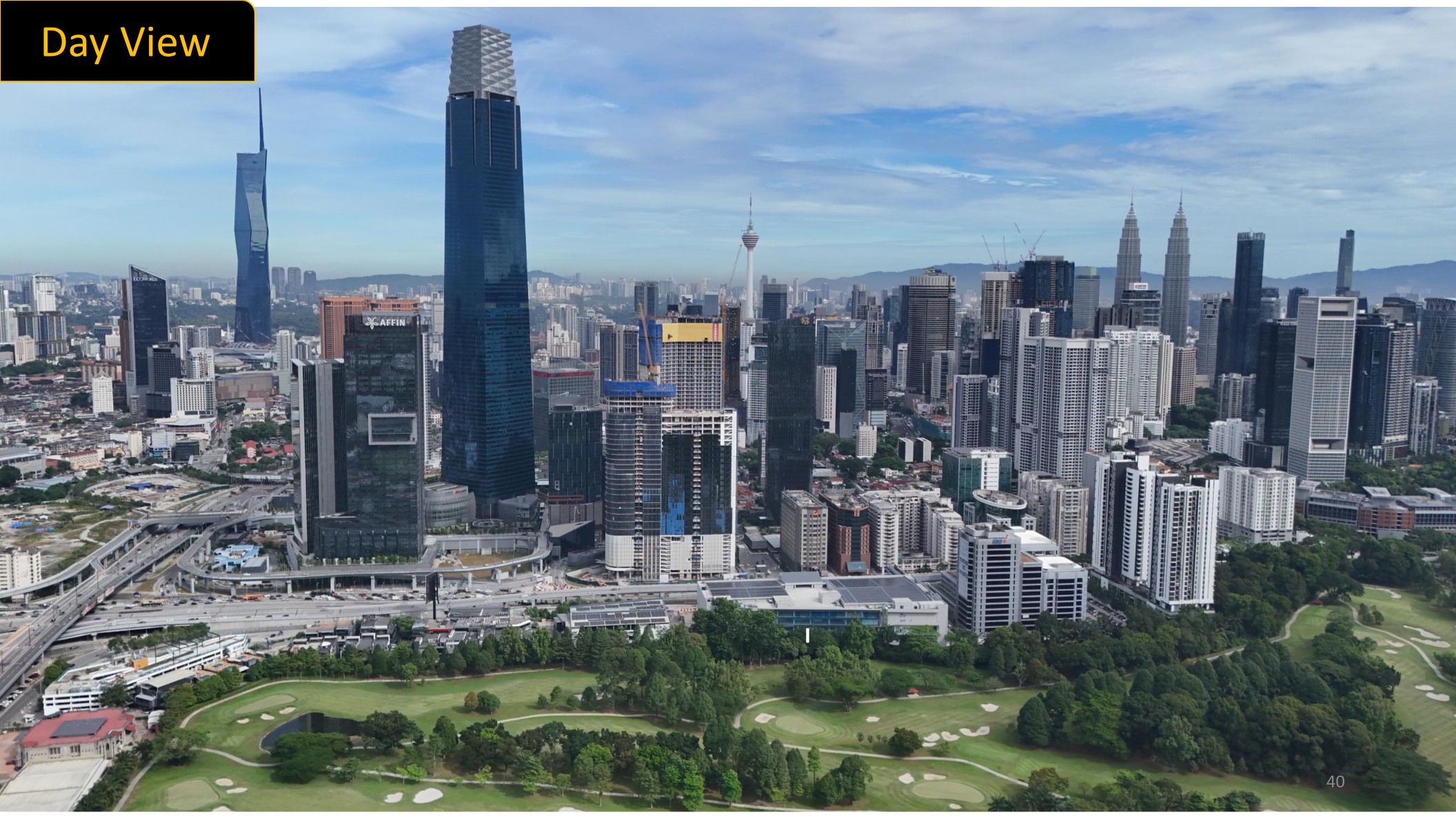 Golden Crown Residence daytime panoramic view toward the Kuala Lumpur skyline