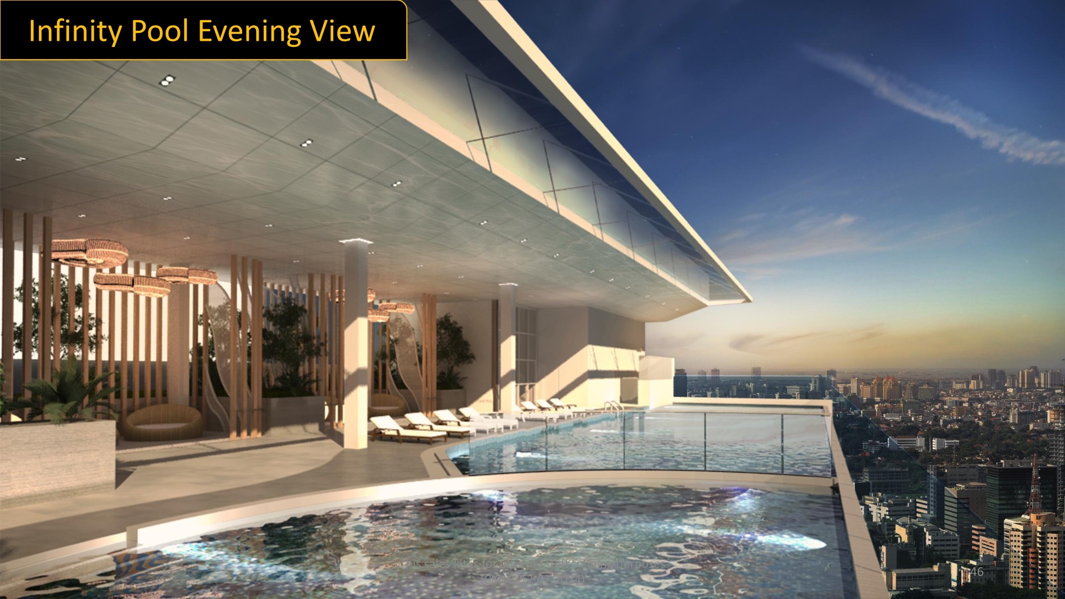 Golden Crown Residence infinity pool evening view