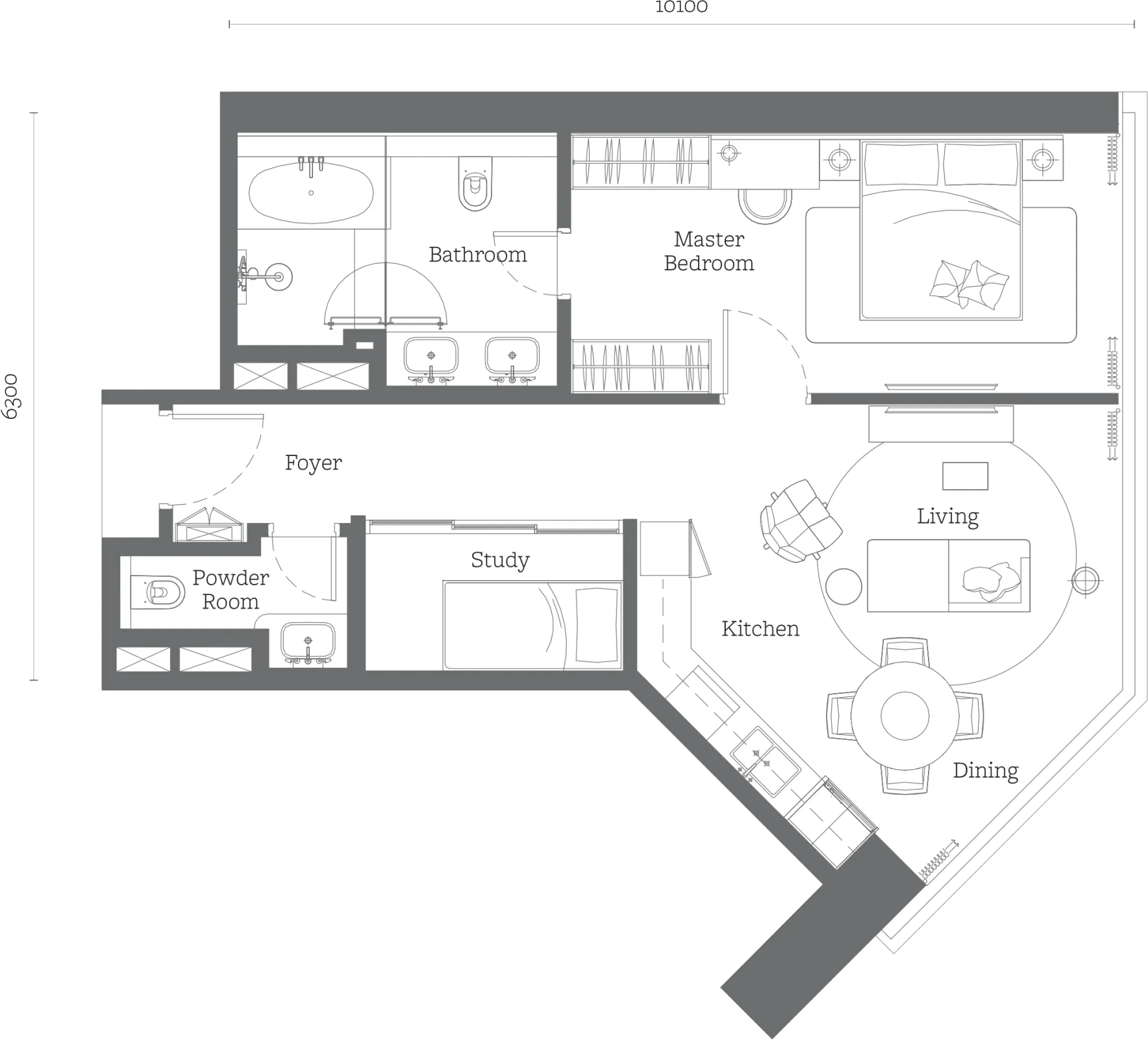 Jewel by Oxley Type B4 one plus one bedroom floor plan 818 square feet