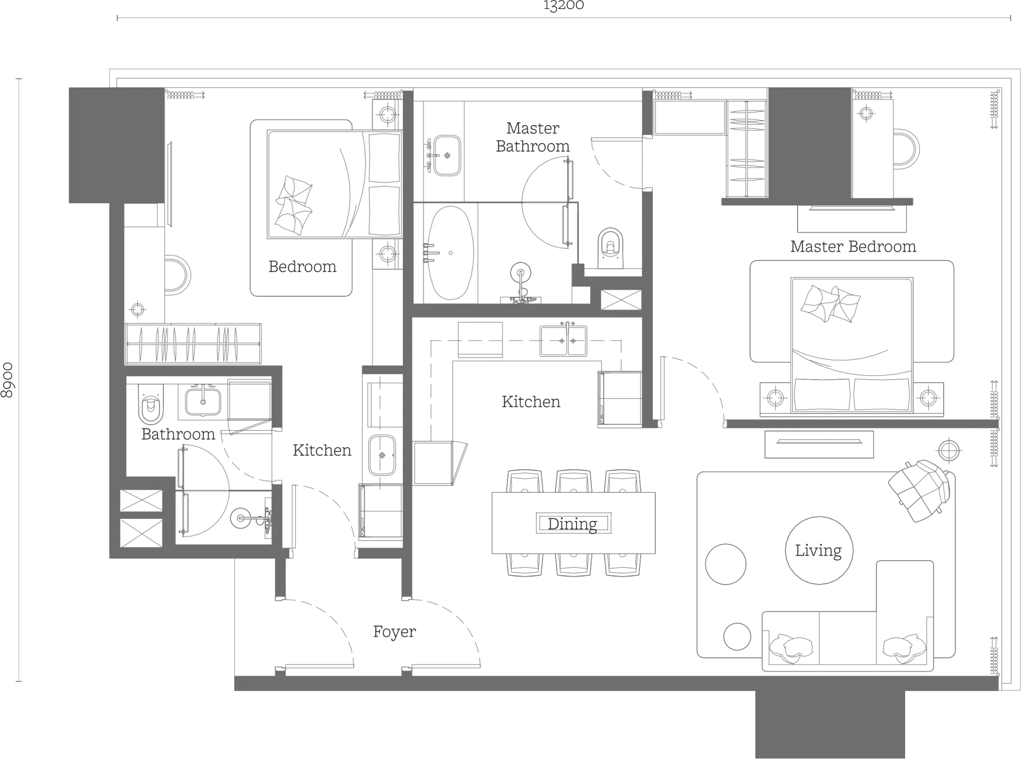 Jewel by Oxley Type D1 dual-key floor plan 1227 square feet