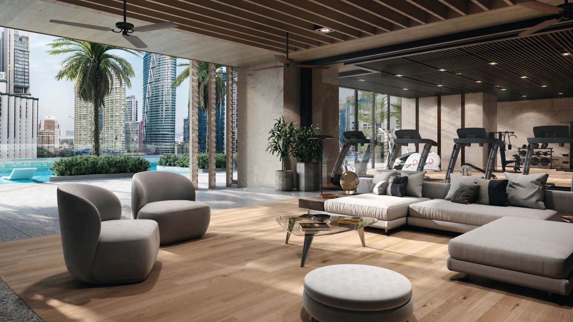 Jewel by Oxley KLCC landscaped swimming pool and deck