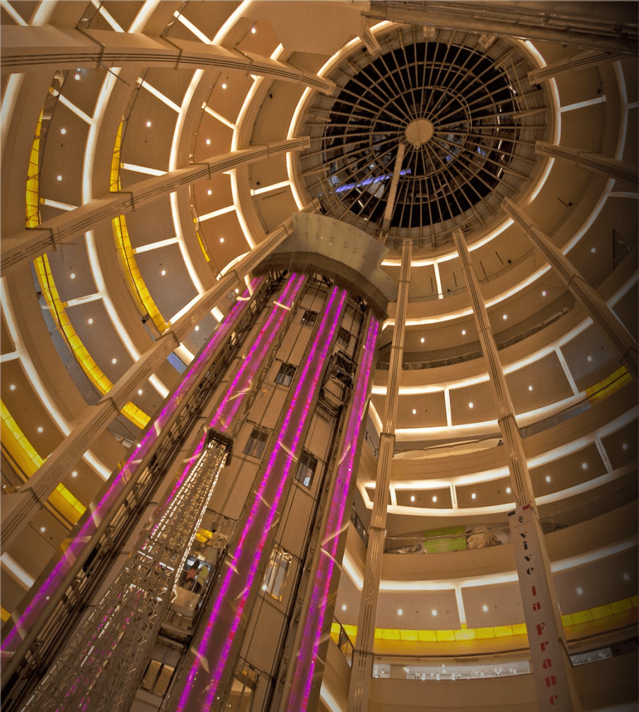 Interior atrium of Suria KLCC shopping centre beneath the PETRONAS Twin Towers