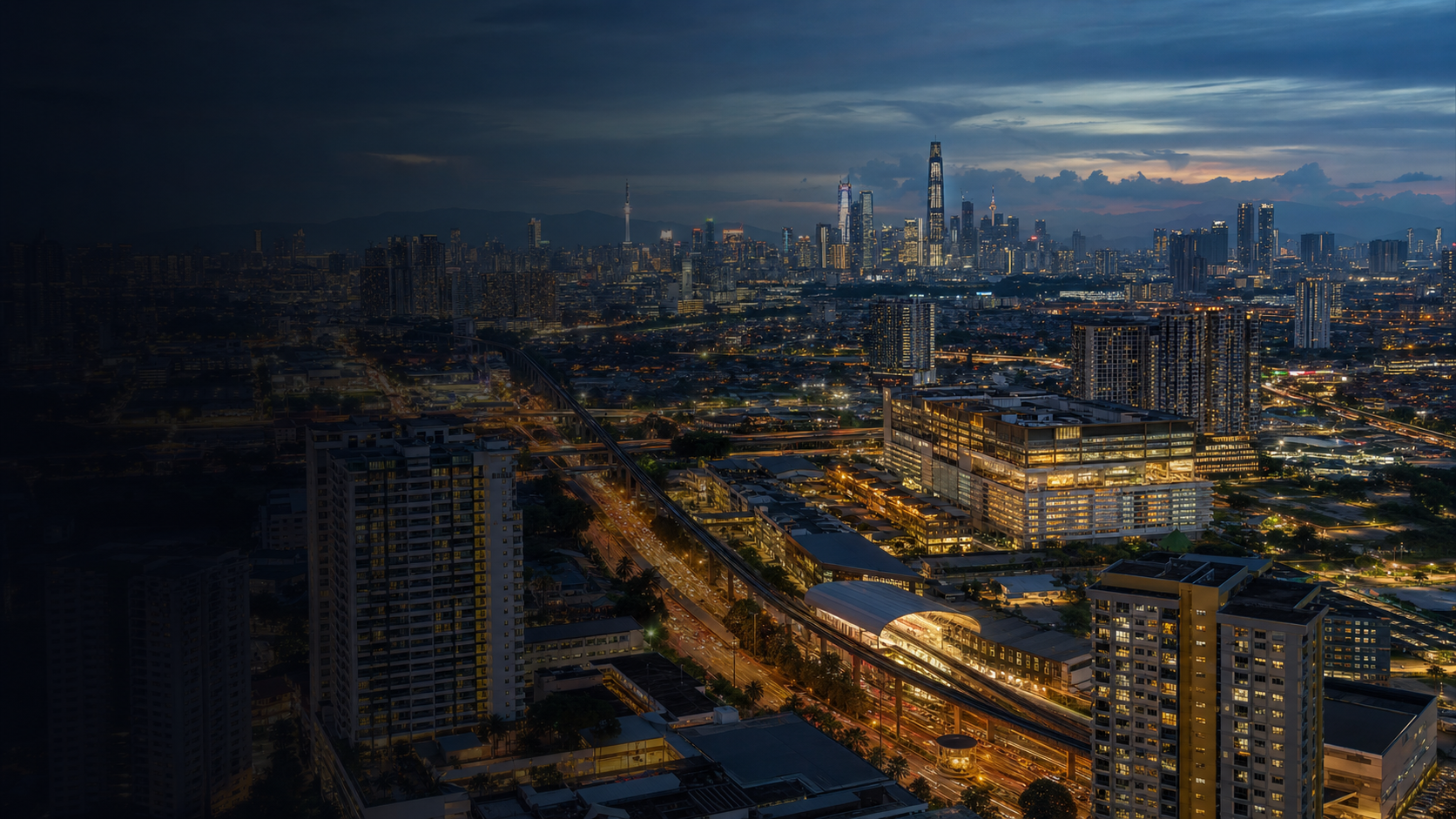 Wide urban view of Maluri, Cochrane and the connected Kuala Lumpur skyline