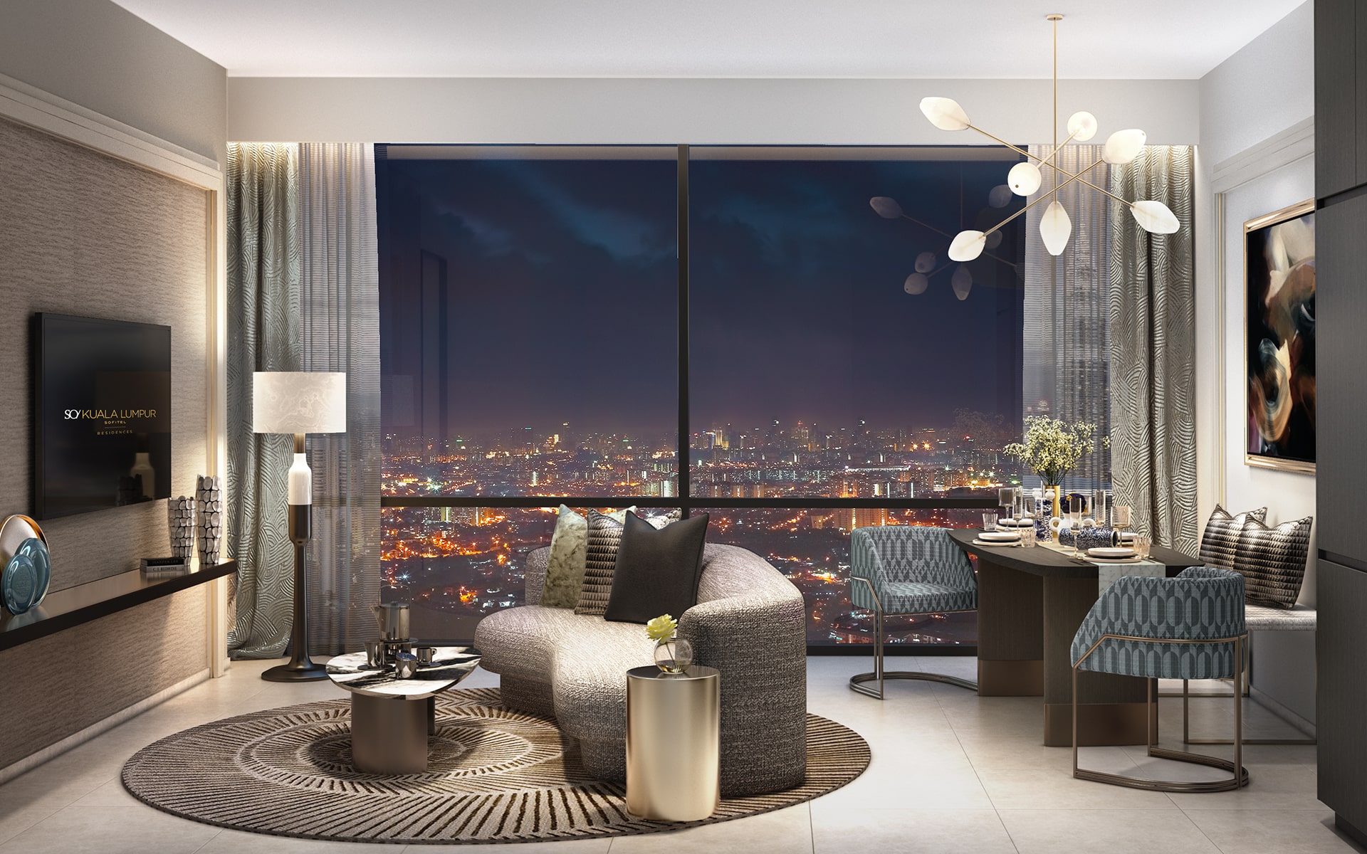 SO KL Residences luxury living room