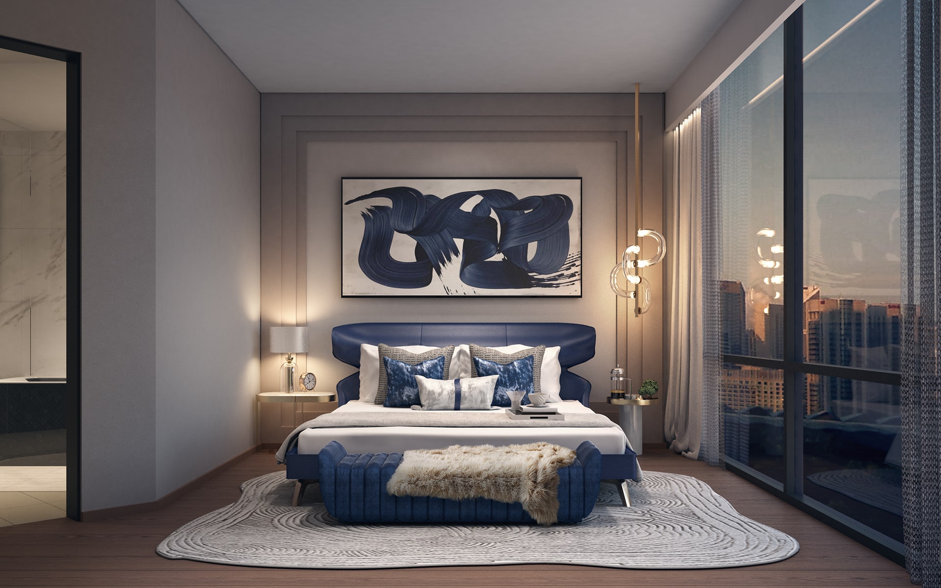 SO KL Residences contemporary dining and living space