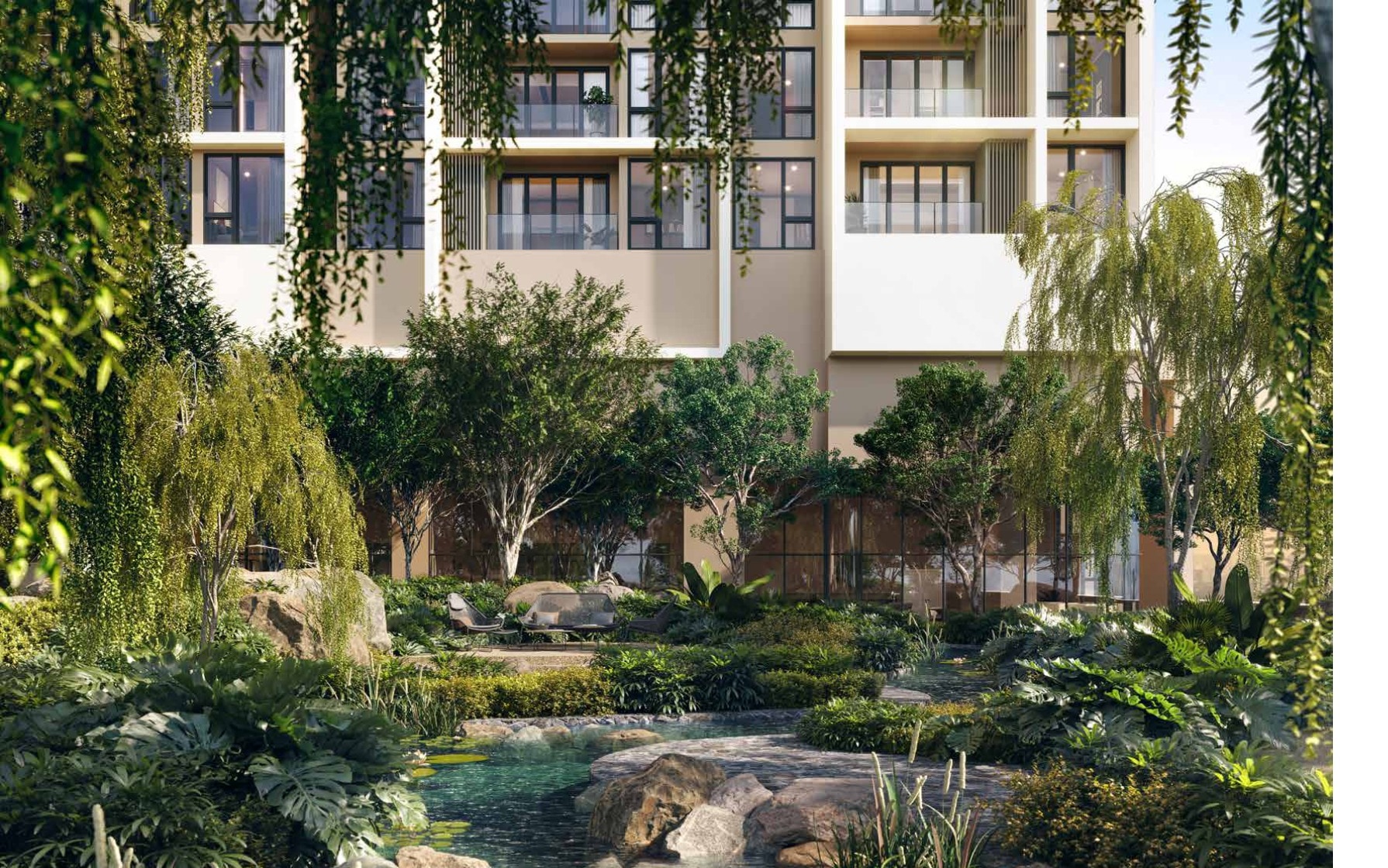 Bio pond and lush landscaped garden at Sunway Cochrane