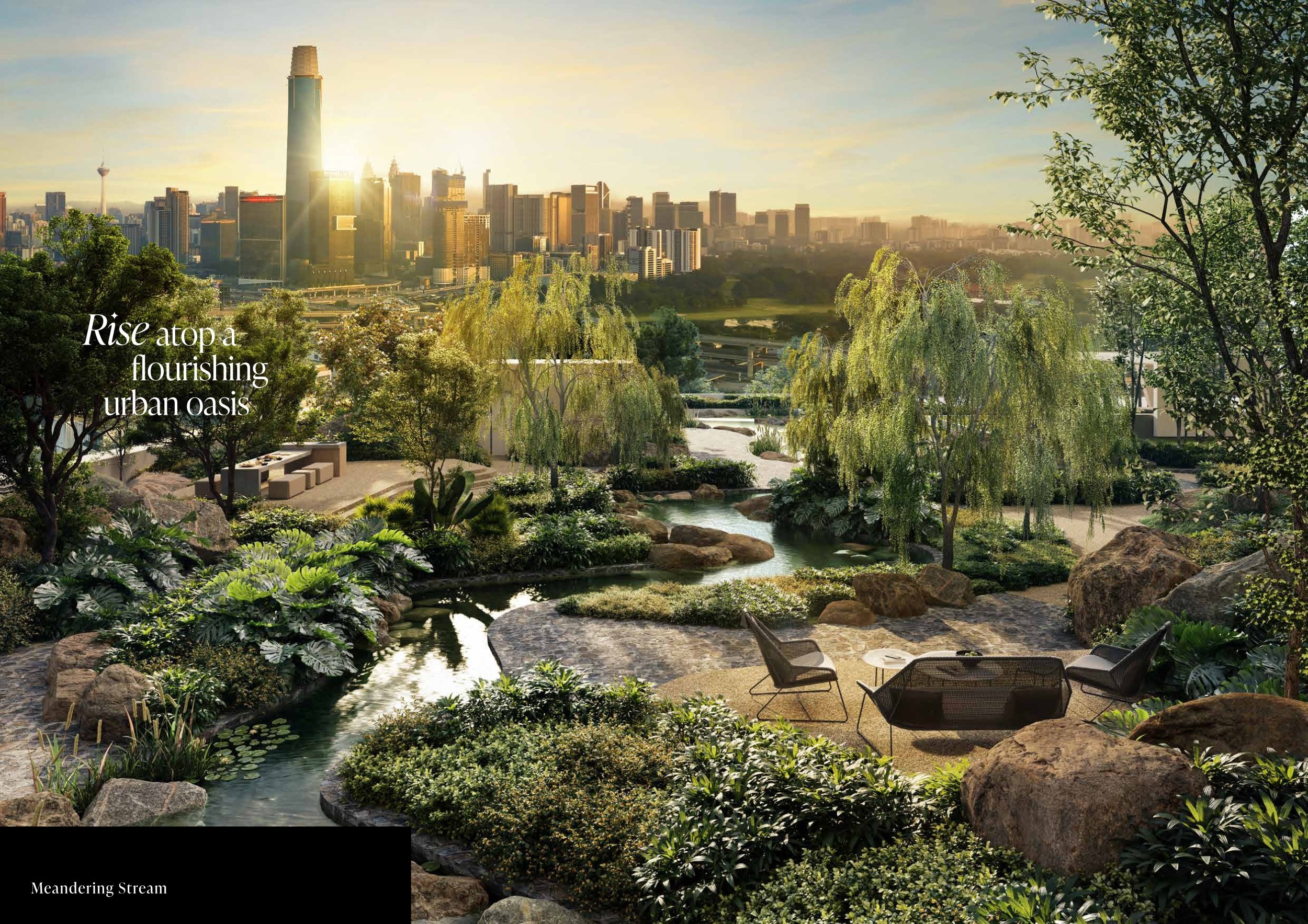 Landscaped meandering stream at Sunway Cochrane