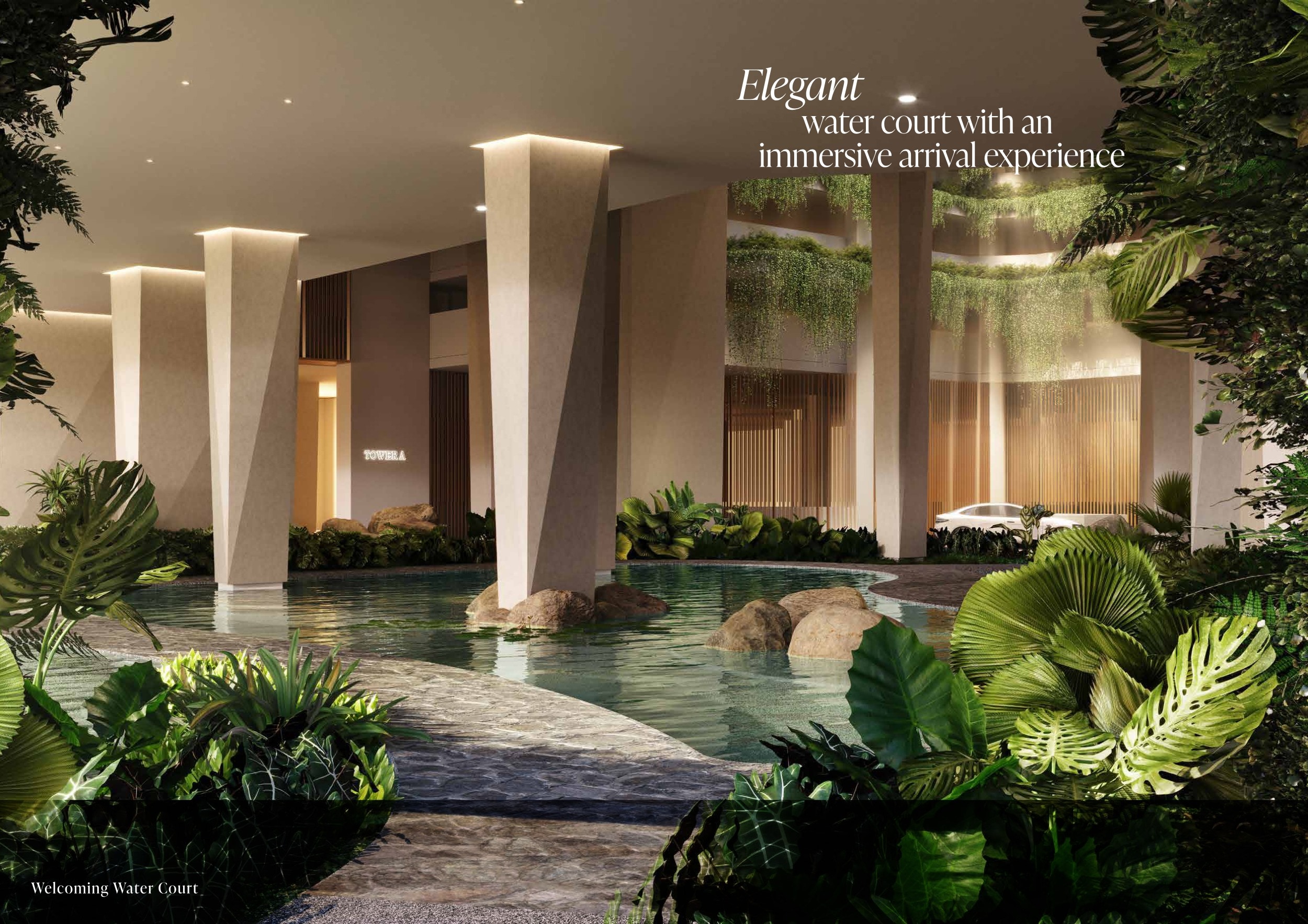 Elegant water court at the Sunway Cochrane arrival