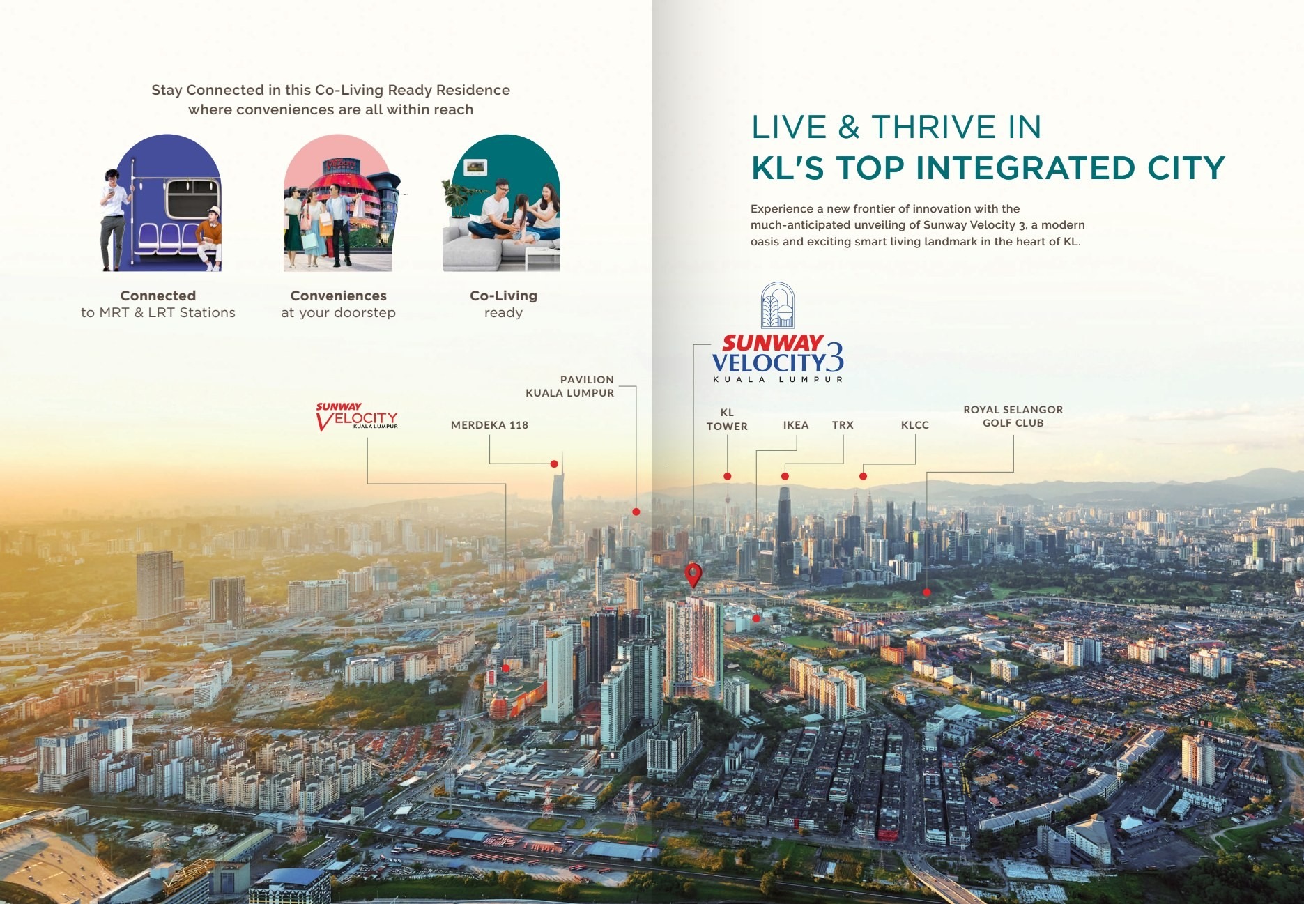 Aerial view showing Sunway Velocity 3, TRX, KLCC, Pavilion Kuala Lumpur and Merdeka 118