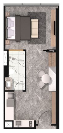 CloutHaus Type C D E F 549 sq ft one-bedroom floor plan