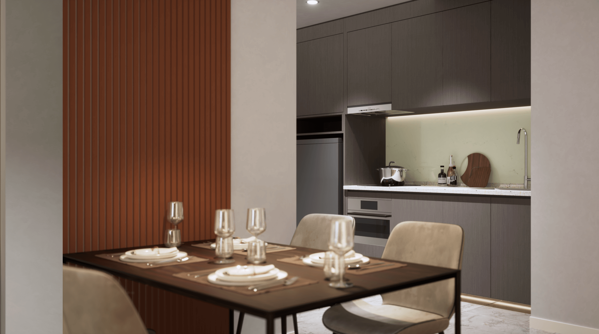 Dawn KLCC fitted kitchen and dining area