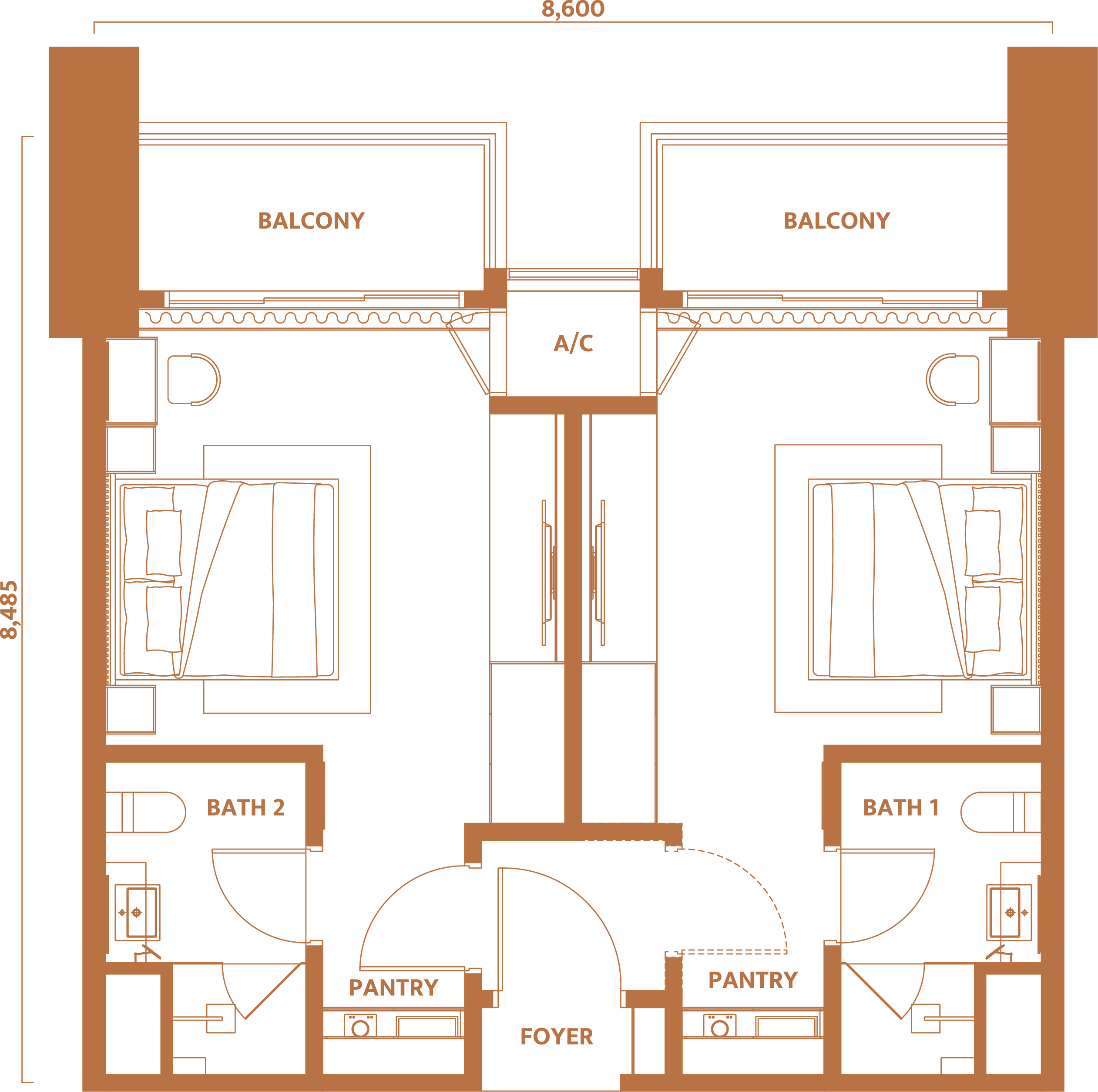 Dawn KLCC Type C4 804 sq ft dual-key layout