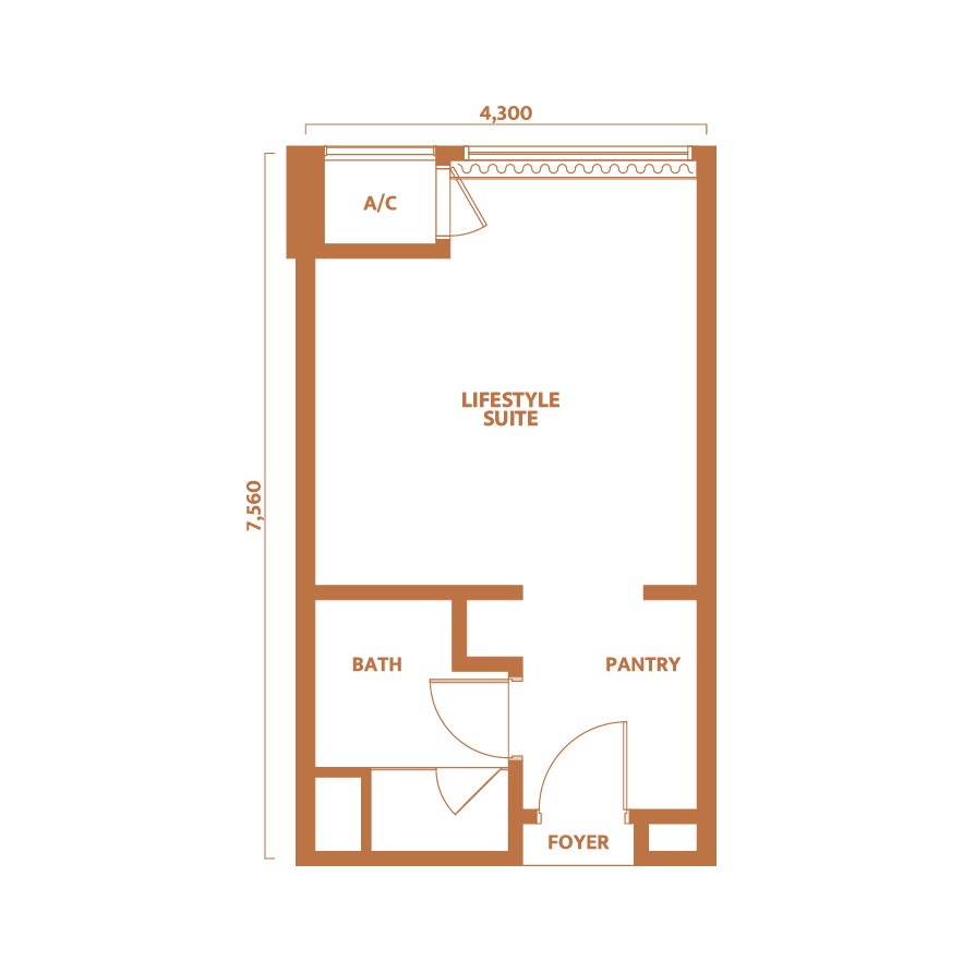 Dawn KLCC Type A 350 sq ft layout