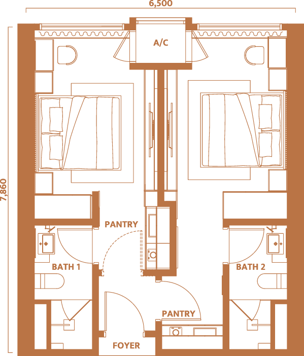 Dawn KLCC Type B 550 sq ft dual-key layout
