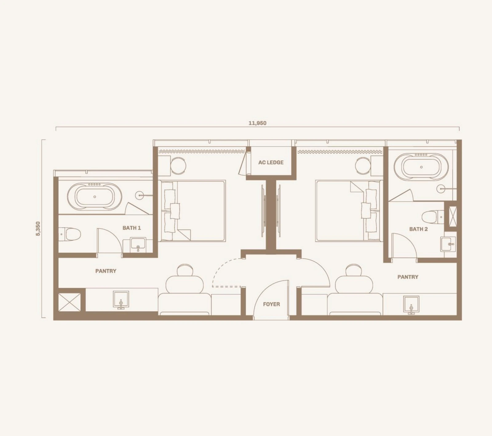 Divine KLCC Type B5 648 sq ft dual-key floor plan