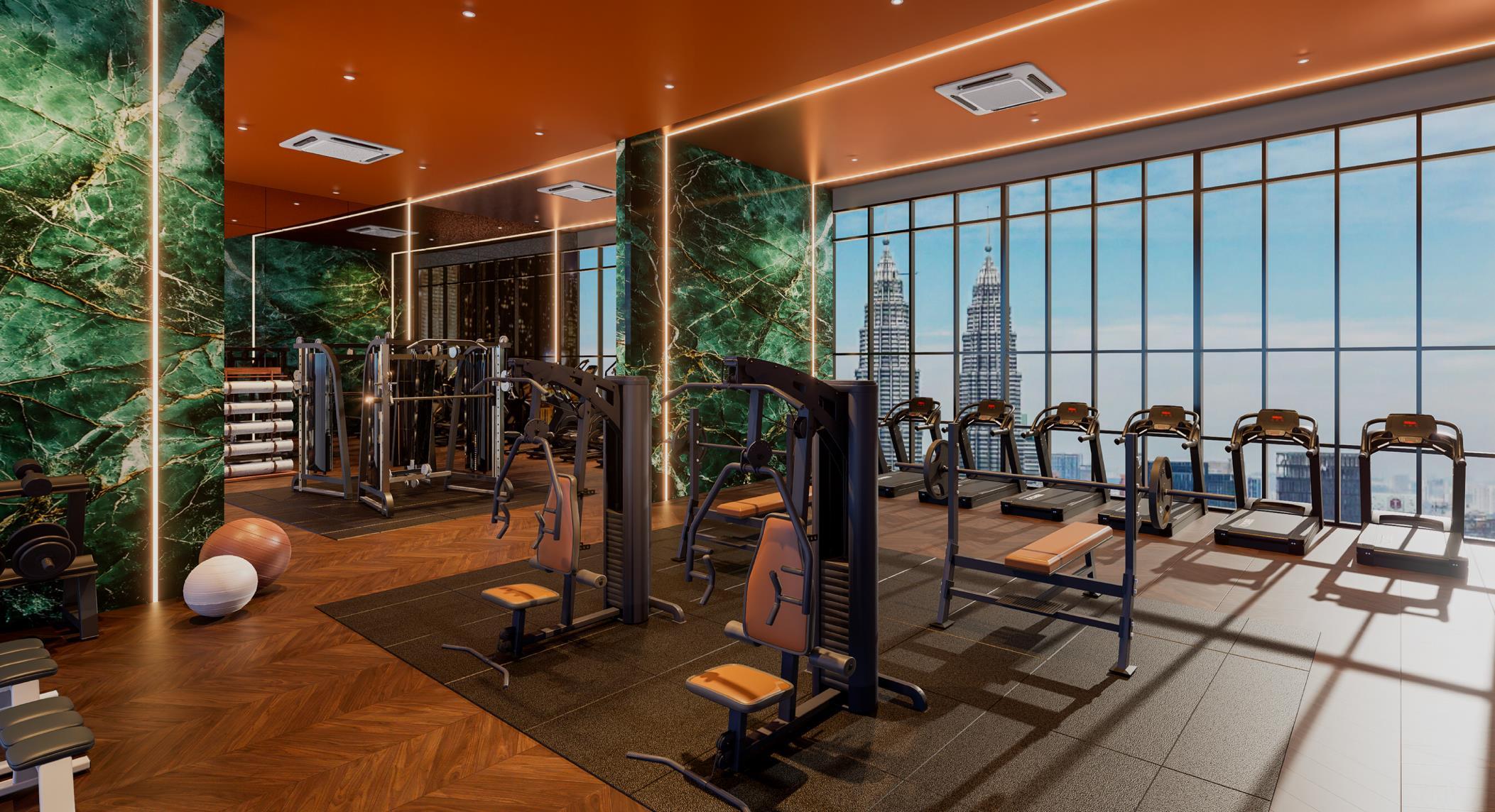 KL360 sky gym overlooking Kuala Lumpur