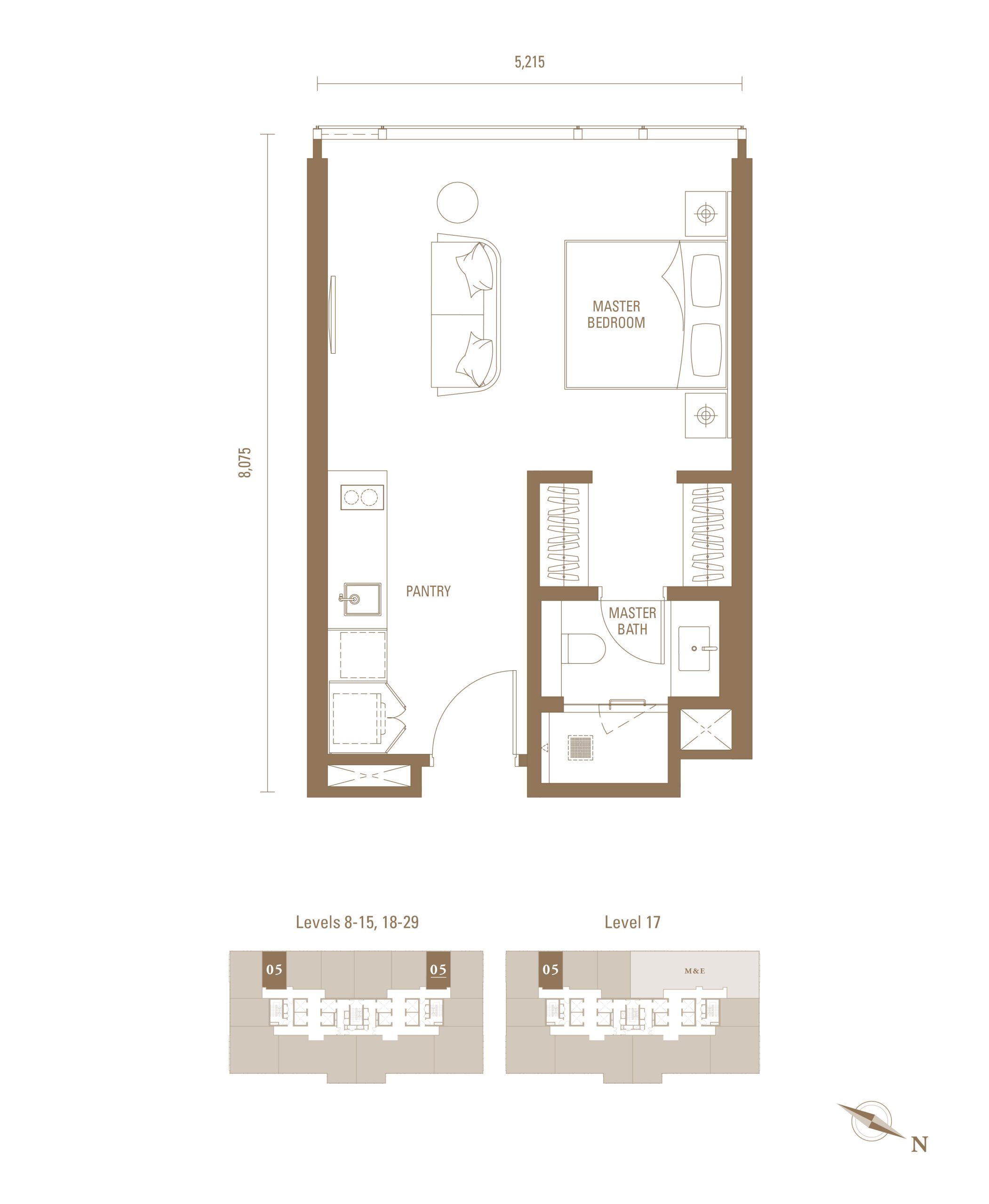 Royal Suites Type S1 452 square feet floor plan