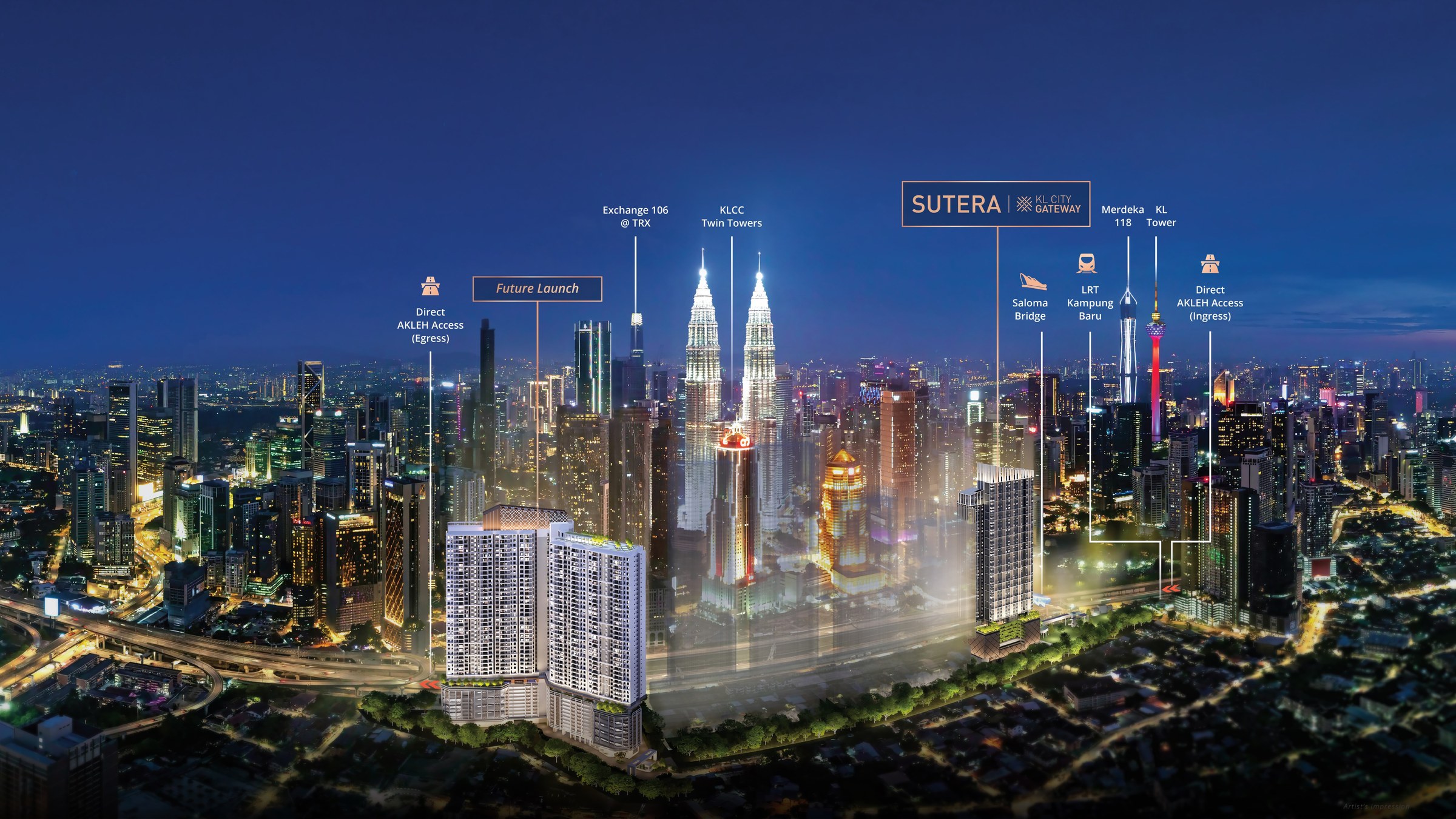 Sutera Suites at KL City Gateway with Petronas Twin Towers skyline