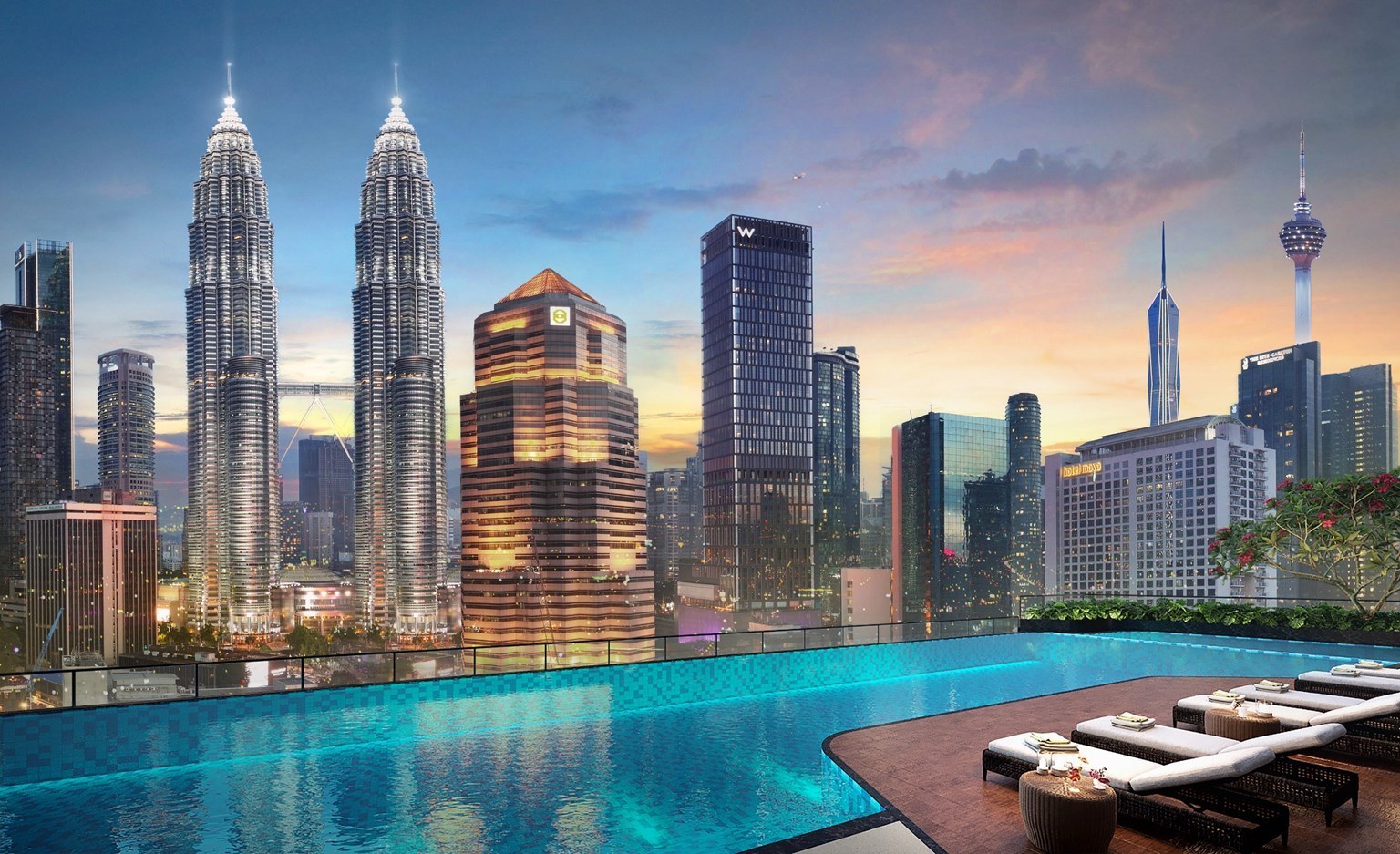 Sutera Suites swimming pool overlooking the Kuala Lumpur skyline