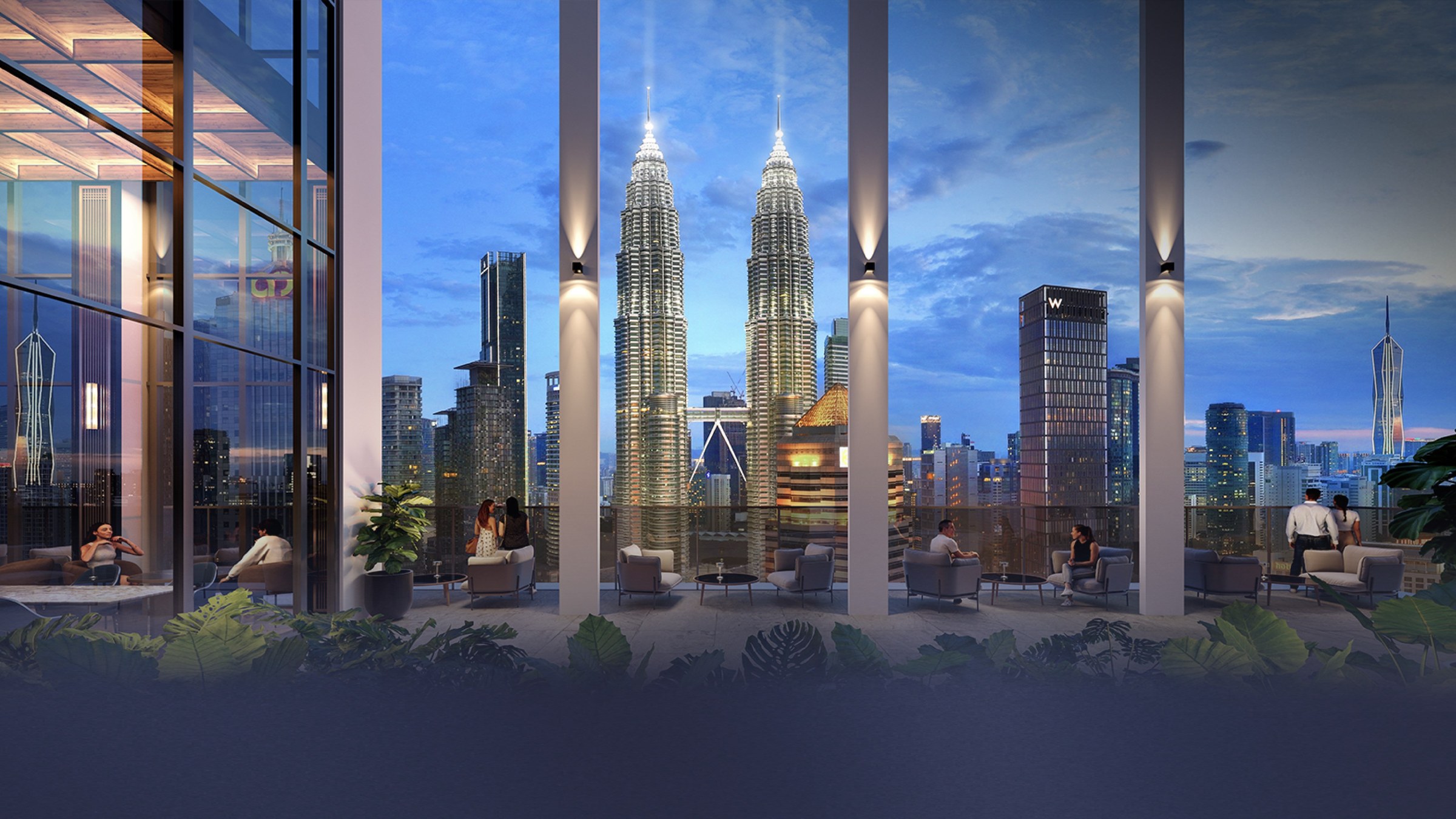 Sutera Suites sky terrace with panoramic city view